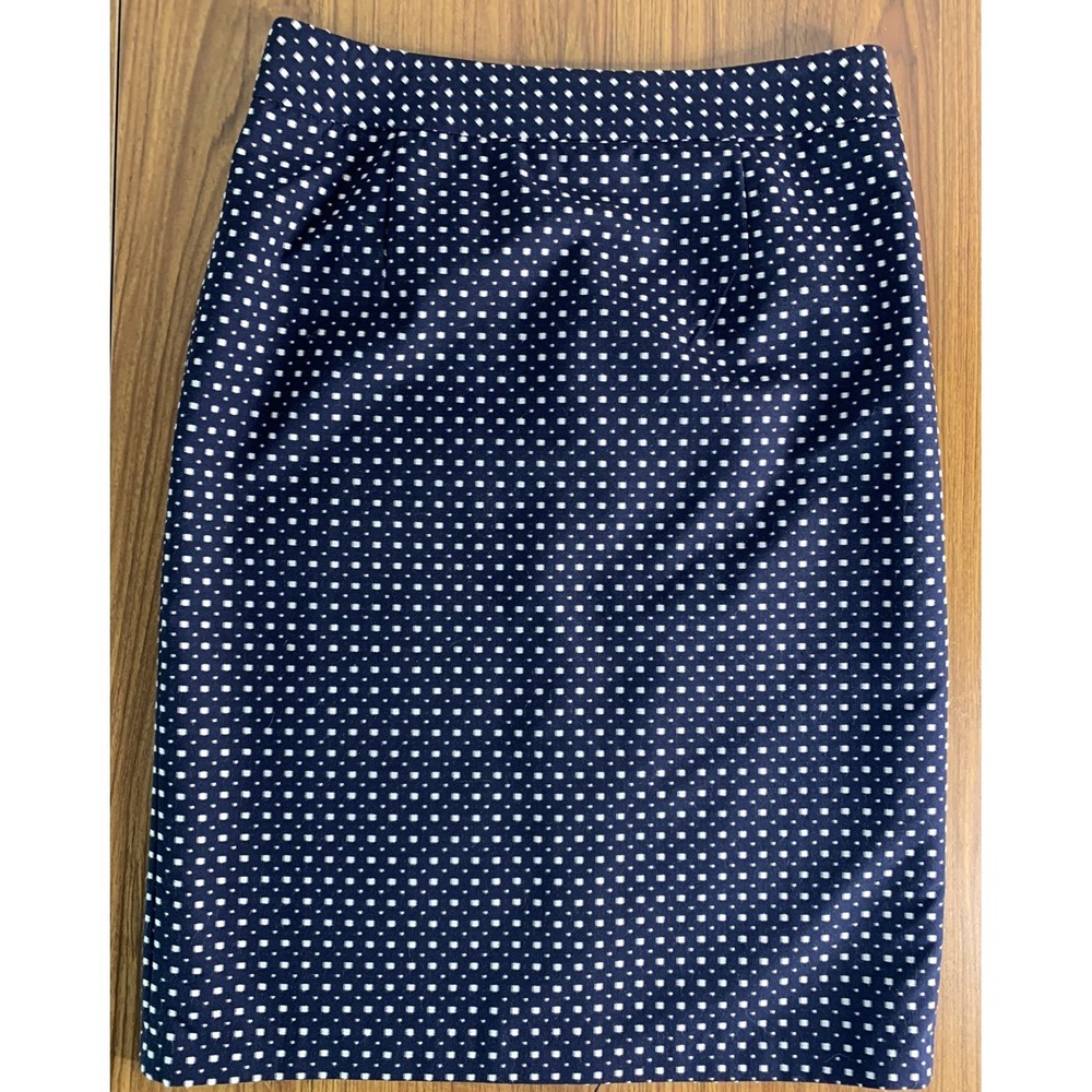 Coldwater‎ Creek Pencil Skirt Womens 8 Navy Blue w/ Print Office Modest Workwear